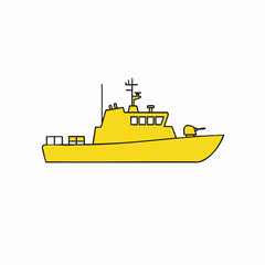 Obraz premium Simple Outline of a Yellow Military Patrol Boat