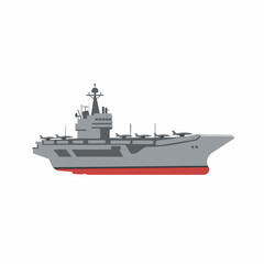 Grey Aircraft Carrier with Fighter Jets on Deck
