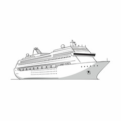Simple Line Drawing of a Majestic Cruise Ship