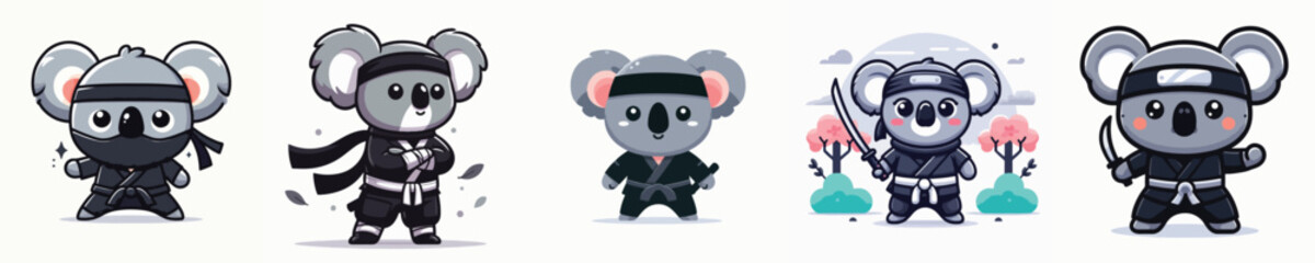 cute koala vector in ninja costume