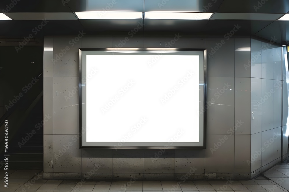 Poster light box display with white blank space for advertisement. subway mock-up design. horizontal
