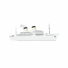 Obraz premium Simple Illustration of a Classic White Cruise Ship with Smoke and Details