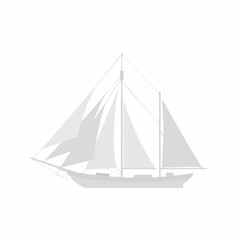 Obraz premium Simplified Schooner Silhouette with Multiple Sails and Twin Masts