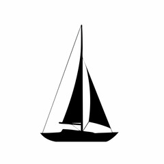 Sleek Black Silhouette of a Sailing Yacht on the Water