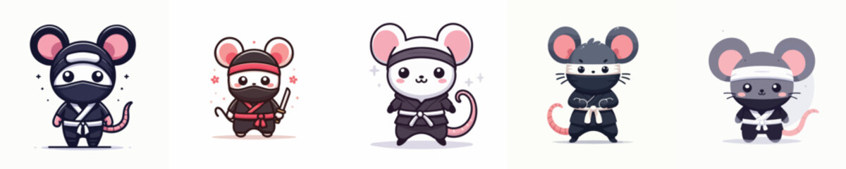 cute mouse vector in ninja costume