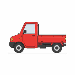 Cartoon Style Red Flatbed Truck with Black Wheels and Gray Accents