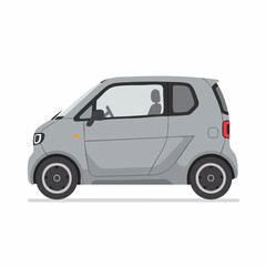 Fototapeta premium Gray Compact Electric Vehicle Side View Illustration