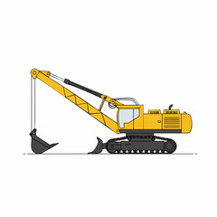 Side View of a Yellow Excavator with Extended Arm