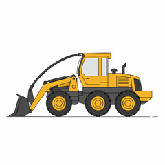 Fototapeta premium Side View of a Yellow Forestry Machine with Large Tires