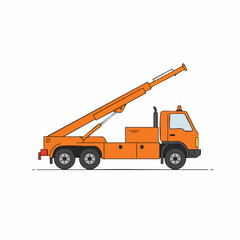 Naklejka premium Orange Boom Truck with Extended Arm for Construction and Utility Work