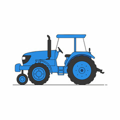 Obraz premium Blue Tractor Illustration Depicting Agricultural Machinery in Side Profile