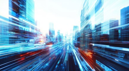 Futuristic city street, digital speed