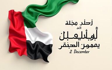 UAE national day celebration with flag in Arabic translation: United Arab Emirates national day 2 december vector illustration. High quality