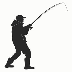 Person ice fishing silhouette