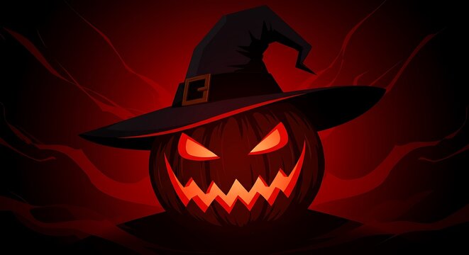 Jack o lantern vector style on red and black color halloween background