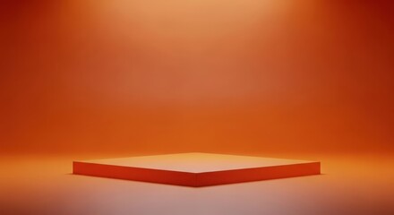 3d illustration of orange podium or stage with spotlight in a studio setting, product display or presentation background