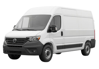 White delivery van perfect for logistics or transportation isolated PNG with Transparent Background