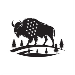 American Bison Silhouette Vector | Buffalo Wildlife SVG EPS