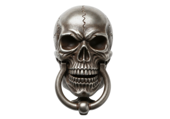Gothic skull door knocker isolated on transparent background