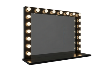 Vanity mirror with light bulbs isolated PNG with Transparent Background