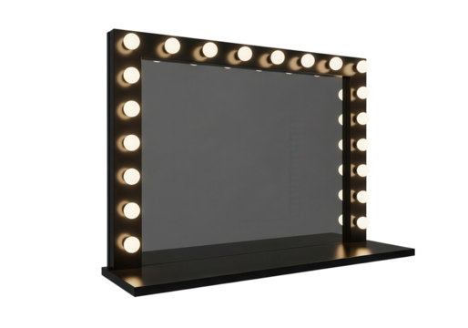 Vanity mirror with light bulbs isolated PNG with Transparent Background