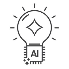 Artificial intelligence ai light bulb chip technology innovation idea vector icon for digital concept