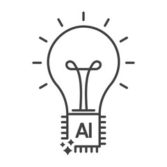 Artificial intelligence ai light bulb chip technology innovation idea vector icon for digital concept