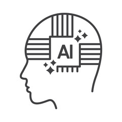 Artificial intelligence ai chip head brain technology human face vector icon for digital concept design