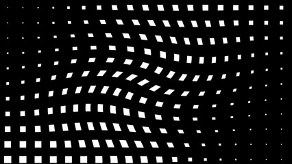 Warped Grid of White Squares on a Black Background