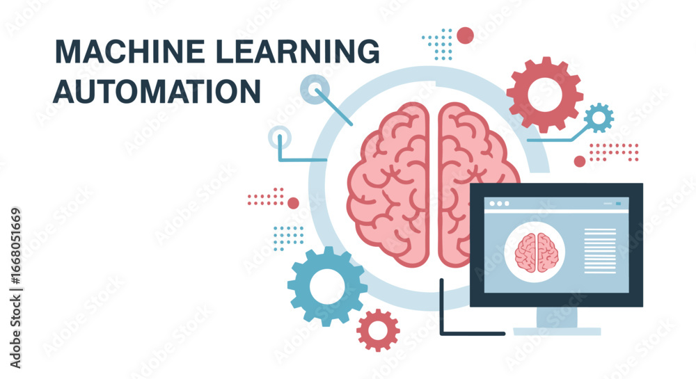Poster this conceptual illustration visually represents machine learning automation, integrating artificial