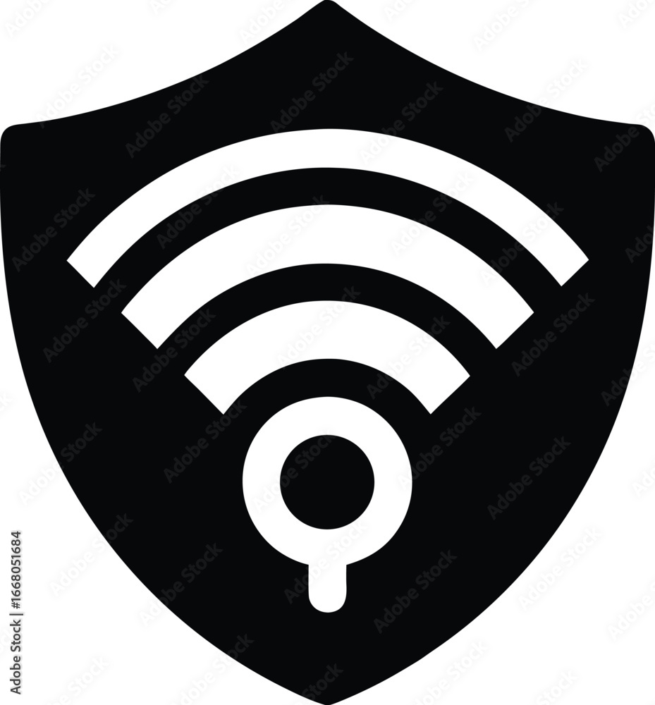 Aufkleber shield with wifi symbol and lock icon representing network security and protection