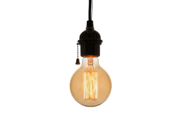 Vintage edison light bulb isolated PNG with Transparent Background