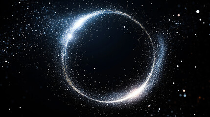 Circular light effect of white sparks magical glow. Abstract transparent background with round glitter sparkle and silver vector border stroke. circular dust particle pattern with a trail of stars