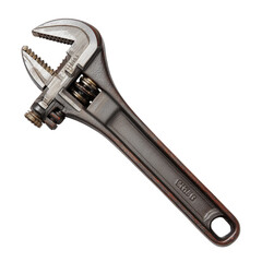 Obraz premium A pipe wrench with serrated jaws, designed for gripping and turning pipes securely, highlighted on a white background