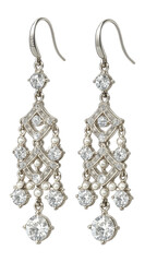 Dangling chandelier earrings with multiple tiers of sparkling crystals