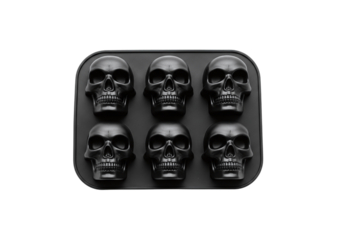Skull shaped ice cube mold isolated on transparent background