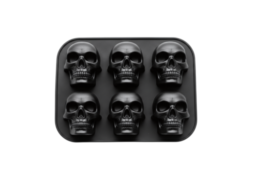Skull shaped ice cube mold isolated on transparent background