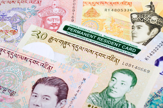 American Permanent Resident Card on Bhutanese Ngultrum