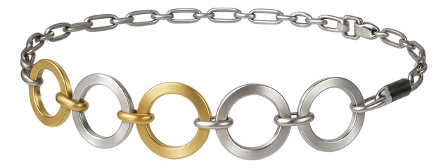 Belly chain with interlocking circle charms in mixed metals