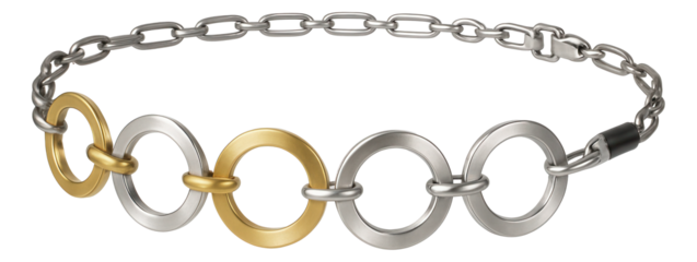 Belly chain with interlocking circle charms in mixed metals