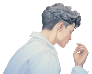 PNG Teacher illustration portrait adult contemplation.