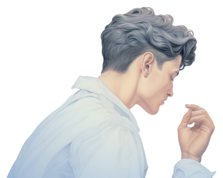 PNG Teacher illustration portrait adult contemplation.