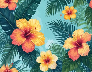 Vibrant tropical floral pattern (1)