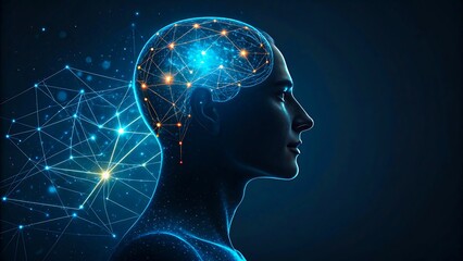 Obraz premium Futuristic Digital Human Brain with Neural Network and Artificial Intelligence Concept 
