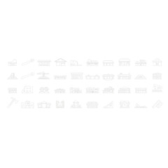 white icons for building trade, vector, dark background, icon set, web design style, minimalistic, simple lines, simple shapes