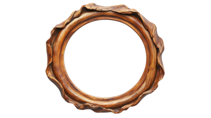 Antique wooden picture frame isolated on transparent background