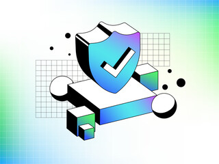 Security Verified Vector Illustration - Gradient Shield with Check Mark Icon