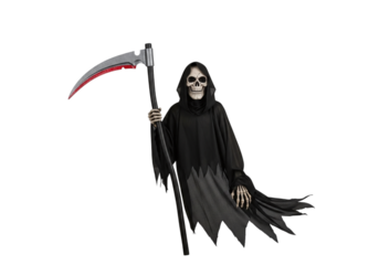 Grim reaper with scythe isolated on transparent background