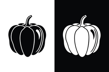 Paprika Drawing Icon silhouette Vector Minimalist Black White Artwork