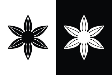 Black and White Star Anise Spice Icon Silhouette Vector Artwork